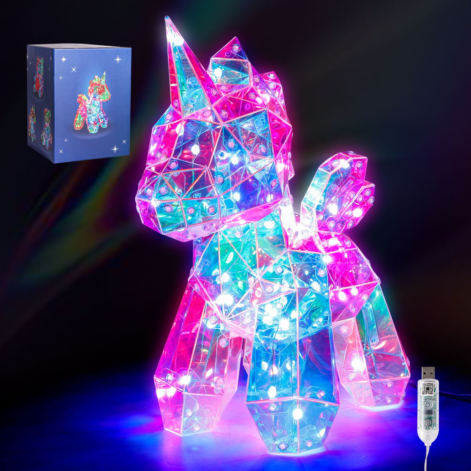 AOKESI Glowing Illuminated Unicorn, PVC LED Holographic Light Up Uincorn in  Gift Box for Anniversary, Wedding, Valentine's Day, Birthday, Mother's Day,  Any Holiday | Luxurious | Romantic