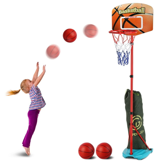 AOKESI Kids Basketball Hoop, Toddler Basketball Hoop with 3 Balls Adjustable Height 2.8ft6.2ft