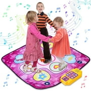 AOKESI Kids Dance Mat Electronic LED Light Dance Pad, 5 Challenge Levels Dance Mixer Rhythm Step Play Mat Touch Play Dance Game Toy Gift for Boys Girls