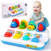 AOKESI Pop-Up Activity Toy for Babies, Interactive Pop Up Vehicles Toy, Early Developmental Cause and Effect Toys for Sorting Colors and Vehicles, Montessori Toys for Ages 9-18 Months Boys Girls