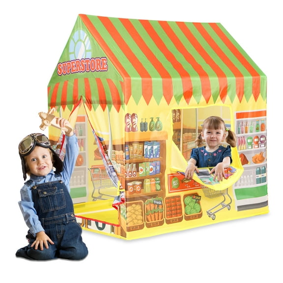 AOKESI Supermarket Playhouse Kids Play Tent for Boys & Girls, Indoor Outdoor Large Castle Tent Gift Play Castle Toy Birthday Christmas Gift