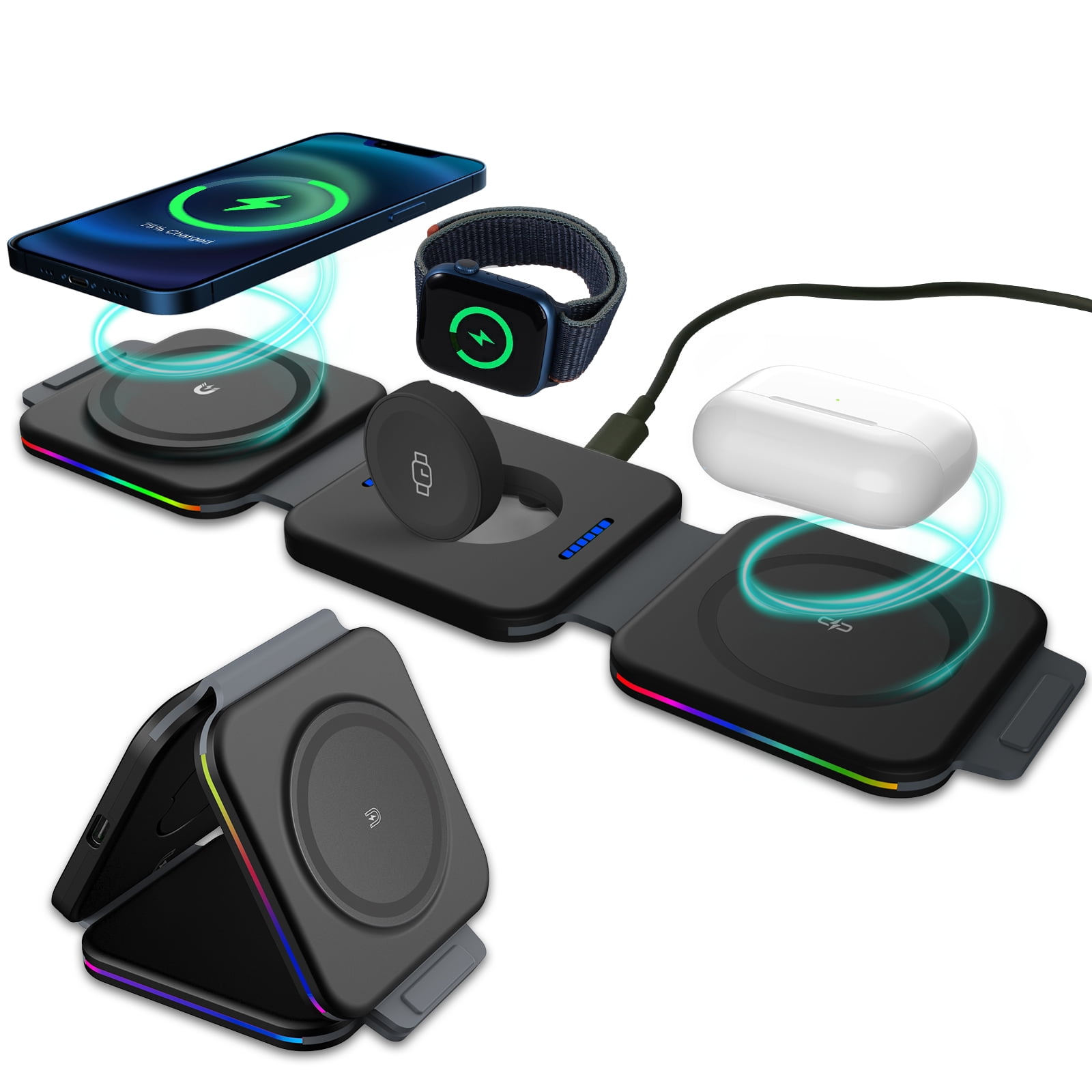 AOKESI Wireless Charger, 3 in 1 Wireless Charging Station