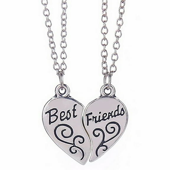 AOKID Necklace,1 Pair Women Necklace Best Friends Letters Engraved Jewelry Freinds Matching Necklace for Party
