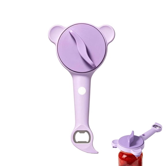 AOKISEN 4-in-1 Jar Opener, Adjustable Non-Slip Lid Opener with Bottle Opener, Easy Grip Kitchen Gadget Gift for Seniors & Weak Hands