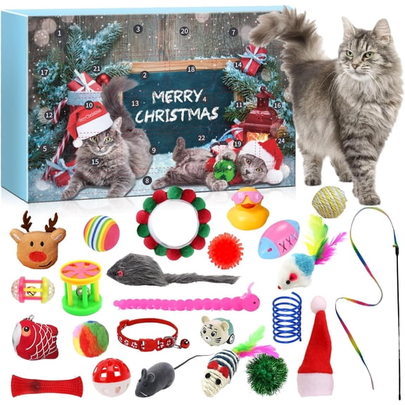 AOKISEN Cat Toy Advent Calendar 2025, 24 Days Interactive Countdown Toys, Kitten and Cat Pet Surprise Xmas Gift Set, Holiday Toy Present for Cat Pet Lovers