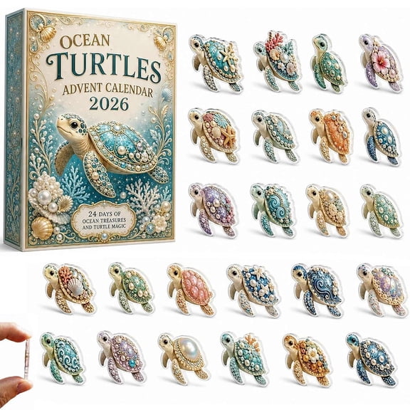 AOKISEN Sea Turtle Advent Calendar 2026, 24 Days Christmas Countdown with Ocean Turtle Acrylic Hanging Ornaments, Nautical Holiday Decor Gift