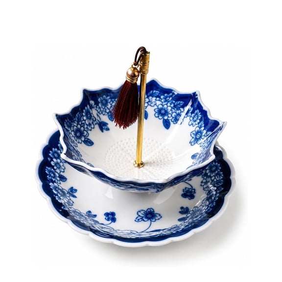 AOKISEN Umbrella Tea Strainer Blue and White Porcelain Tea Infuser, Loose Leaf Tea Filter with Rotating Handle for Kung Fu Tea Coffee Brewing