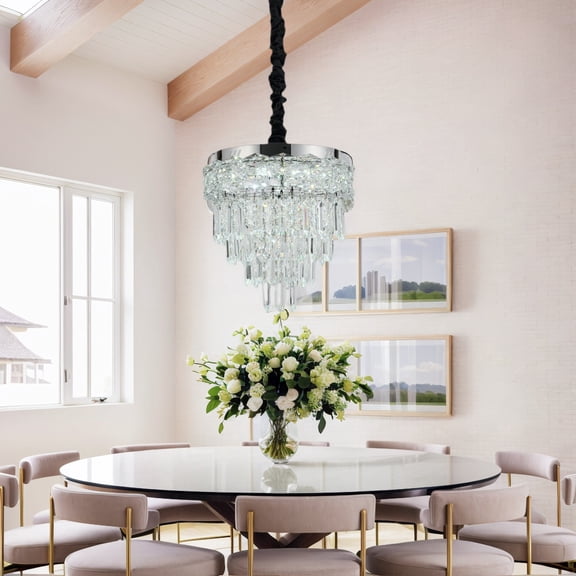 AOLALA Crystal Chandeliers for Dining Room,Modern Crystal Pendant Lighting Fixture,4 Tiers Small Ceiling Chandeliers