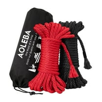 AOLEBA Skin Friendly 8mm Soft Silk Rope, Rope for Knot Tying Practice Beginners, Multiple Strands Braided Polypropylene, 2 Sets 32 Ft Ropes with Storage Dust Bag (Black and Red)