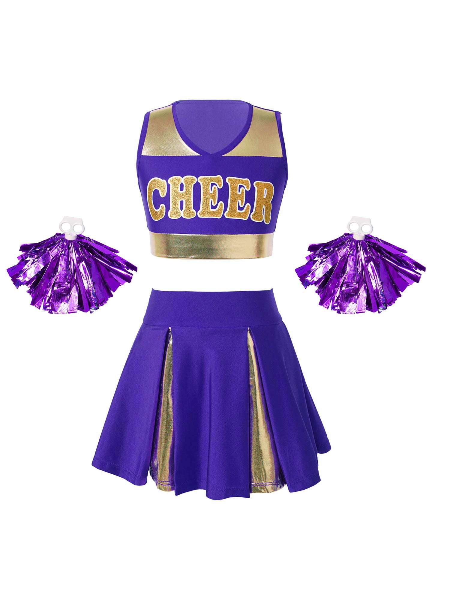 AOLIGEI Kids Girls Cheer Leader Costume School Uniform Cheerleading ...