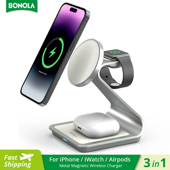 AOLIGEI Magnetic 3 in 1 Wireless Charger for iPhone 15/13/14 Pro Max/12 30W Wireless Charging Station for Apple Watch/For airpods Pro