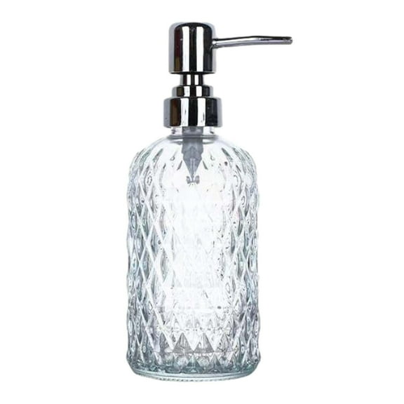 AOLIGEI Soap Dispenser, Clear Glass Hand Wash Soap Dispenser for Bathroom with Stainless Steel Pump, Decorative Liquid Bottle for Kitchen