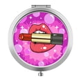 thumbnail image 1 of AOLIKAI Compact Mirror, Cute Lips Bite Lipstick Pattern Pocket Makeup Mirror, Double-Sided 2 x 1x Magnification Metal Small Folding Portable Handheld Cosmetic Mirror for Girls Women, 1 of 7