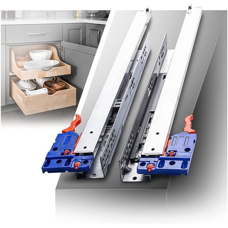 AOLISHENG Hidden Soft Close Bottom Mount Drawer Slides 20 Inch Undermount Locking Devices Runners 80 lb Load Capacity 2 Pcs