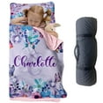 thumbnail image 1 of AOLOA Custom Butterfly Nap Mat for Toddlers, Personalized Floral Sleeping Bag with Nap Blanket, Purple Flower Theme Roll Up Mat for Preschool or Daycare, 1 of 8