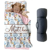 AOLOA Personalized Cartoon Hot Air Balloon Bean Velvet Nap Mat for Kids – Soft Toddler Sleeping Mat with Custom Name – Ideal for Daycare, Preschool, and Travel