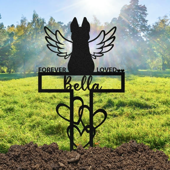 AOLOA Personalized Pet Memorial Metal Cemetery Markers - Custom Dog Grave Markers Outdoor, Pet Headstones for Dogs, Dog Loss Memorial Sympathy Gifts, Dog Tombstones for Graves Outdoor(10inches)