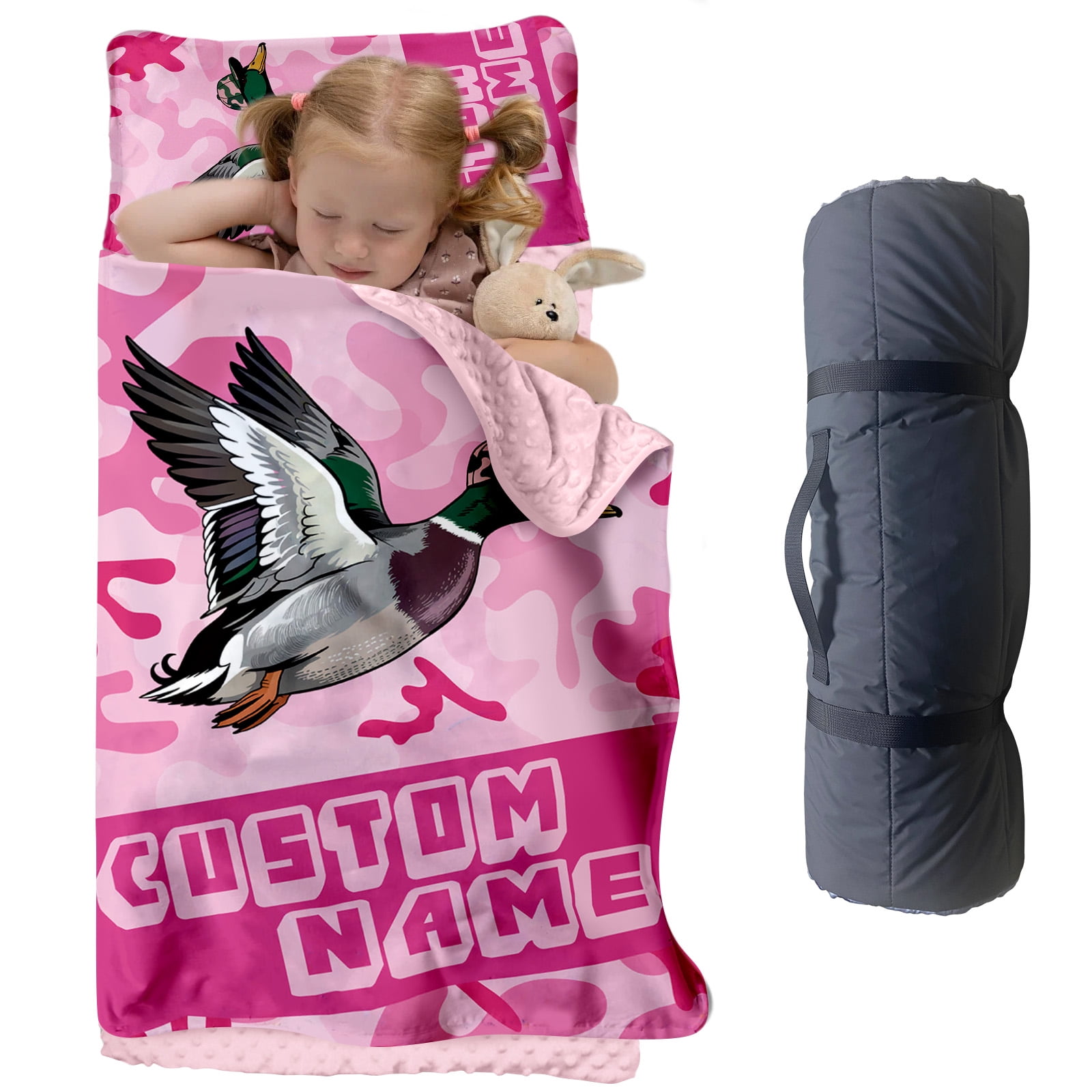 Pink Naps AOLOA Personalized Pink Mallard Duck Bean Velvet Nap Mat for Kids ...