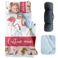 thumbnail image 1 of AOLOA Personalized Toddler Nap Mat for Daycare, Custom Name Kids Sleeping Bag with Pillow and Blanket for Preschool Kindergarten, Pink Flamingo Design Nap Mats Easy Carry, 1 of 8