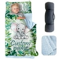 thumbnail image 1 of AOLOA Personalized Toddler Nap Mat for Preschool, Custom Name Kids Nap Mat with Pillow Cover and Soft Dot Minky Blanket, Green Elephant Design Daycare Nap Mats, Rolled Slumber Bags Easy to Carry, 1 of 8