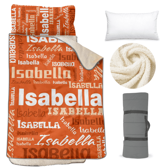 AOLOA Personalized Toddler Nap Mat - Thick & Warm - Kids Sleeping Bag with Removable Pillow & Fleece Blanket - Winter Nap Mat for Preschool Daycare - Rollup Design