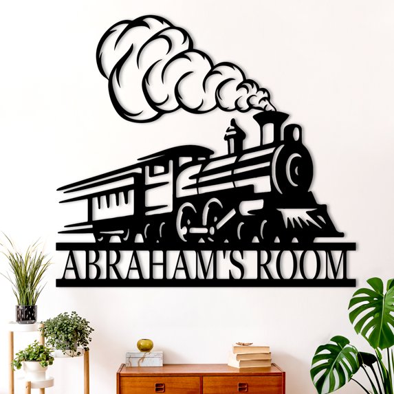 AOLOA Personalized Train Metal Signs, Custom Train Last Name Sign, Outdoor Railroad Wall Art Decor, Steam Train Metal Sign for Home Decor, Custom Metal Name Sign, Train Gifts for Men Son(10inches)