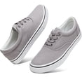 thumbnail image 1 of AOMAIS Men Fashion Canvas Sneakers Non-slip Low top Shoes Comfortable Round Toe Walking Shoes Casual Lace up Tennis Shoes(Grey US8), 1 of 9