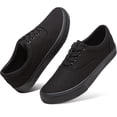 thumbnail image 1 of AOMAIS Men Fashion Canvas Sneakers Non-slip Low top Shoes Comfortable Round Toe Walking Shoes Casual Lace up Tennis Shoes(All Black US8), 1 of 9