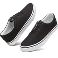thumbnail image 1 of AOMAIS Men Fashion Canvas Sneakers Non-slip Low top Shoes Comfortable Round Toe Walking Shoes Casual Lace up Tennis Shoes(Black US9), 1 of 9