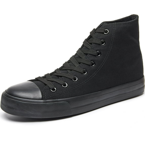AOMAIS Men High Top Canvas Sneakers Comfy Hi top Canvas Stylish Mid top canvas boots for Men,Fabric Fashion Sneakers(All Black US10)