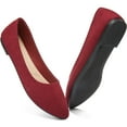 thumbnail image 1 of AOMAIS Women Ballet Flats Classic Faux Suede Pointed Toe Dress Shoes Comfortable Slip On Business Flats Cute Solid Soft Ballerina Flats(Wine 9), 1 of 8