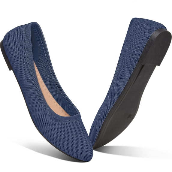 AOMAIS Women Ballet Flats Navy Pointy Toe Flats Mesh Shoes for Women Slip on Shoes(Navy,US10)