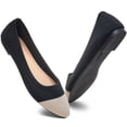 thumbnail image 1 of AOMAIS Women Ballet Flats Pointy Toe Flats Mesh Casual Shoes for Women Slip on Shoes(Beige Black,US10), 1 of 10
