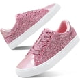 thumbnail image 1 of AOMAIS Women Glitter Sneakers Sparkly Low Top Sequins Sneakers Lace Up Tennis Shoes Comfort Bling Shoes Fashion Shiny Walking Shoes(Pink Glitter US11), 1 of 8
