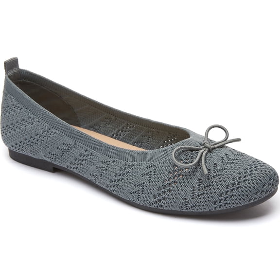 AOMAIS Women’s Ballet Flats Knit Mesh Flats Round Toe Shoes Comfy Slip Ons Casual Dress Flats Waling Loafer (Deep Gray,US8)