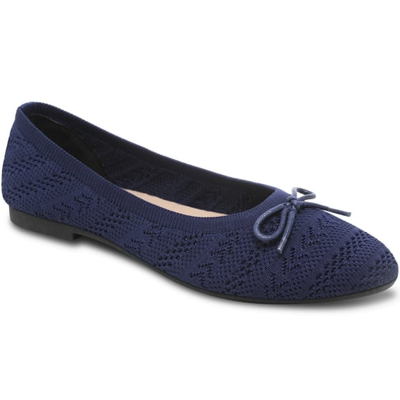 AOMAIS Women’s Ballet Flats Knit Mesh Flats Round Toe Shoes Comfy Slip Ons Casual Dress Flats Waling Loafer (NAVY,US11)