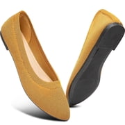 AOMAIS Womens Fashion Ballet Flats Pointy Toe Flats Mesh Slip On Shoes Fashion Lady shoes Classic Loafer FlatsYellow,US11