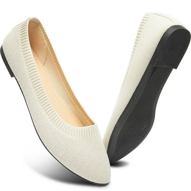 AOMAIS Women's Fashion Ballet Flats Pointy Toe Flats Mesh Casual Shoes for Women Slip on Shoes(Beige,US9)
