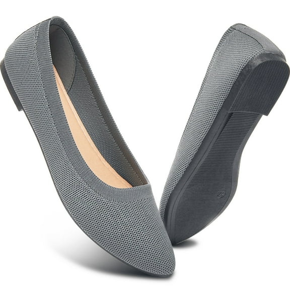 AOMAIS Women's Fashion Ballet Flats Pointy Toe Flats Mesh Casual Shoes for Women Slip on Shoes(Gray,US5)