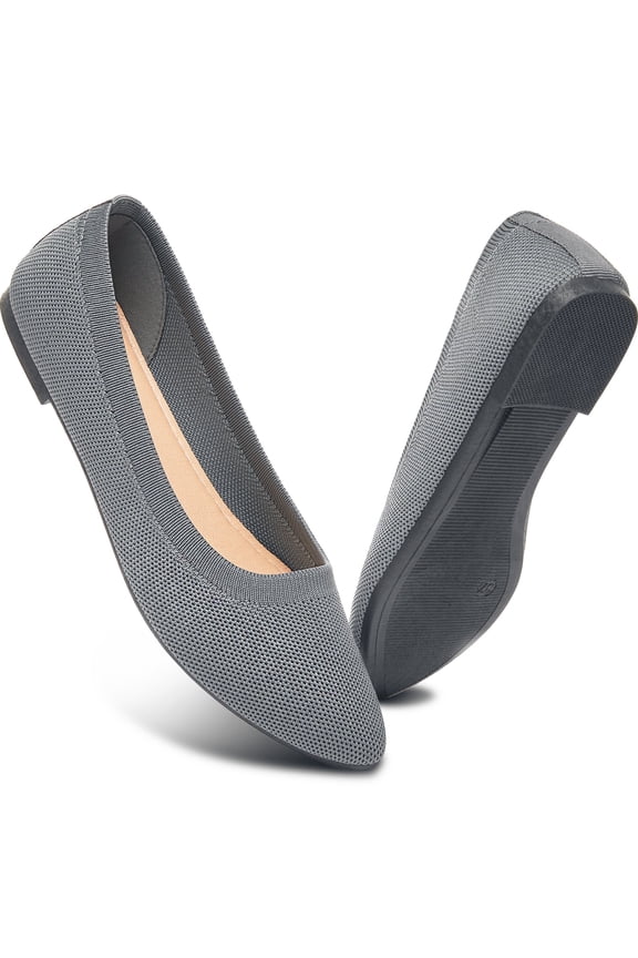 Women's Fashion Ballet Flats Pointy Toe Flats Mesh Casual Shoes for Women Slip on Shoes(Gray,US8)