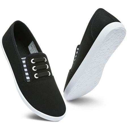 AOMAIS Women’s Slip On Canvas Shoes Sneakers Fashion Elastic Sneakers（Black US11）