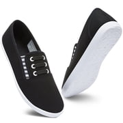 AOMAIS Women s Slip On Canvas Shoes Sneakers Fashion Elastic Sneakers Black US5