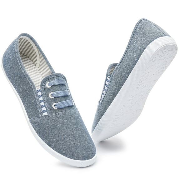AOMAIS Women’s Slip On Canvas Shoes Sneakers Fashion Elastic Sneakers(Denim US9)