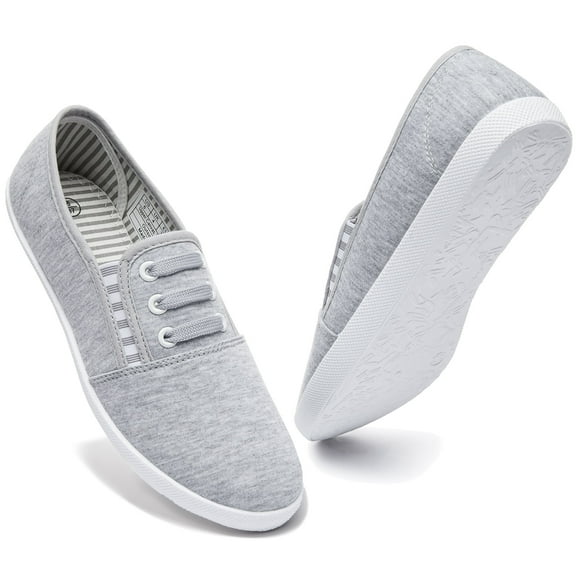 AOMAIS Women’s Slip On Canvas Shoes Sneakers Fashion Elastic Sneakers(Gray US9)