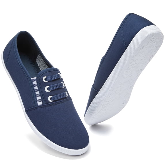 AOMAIS Women’s Slip On Canvas Shoes Sneakers Fashion Elastic Sneakers(Navy US7)