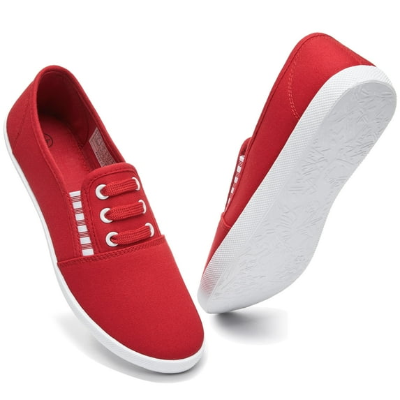 AOMAIS Women’s Slip On Canvas Shoes Sneakers Fashion Elastic Sneakers(Red US10)