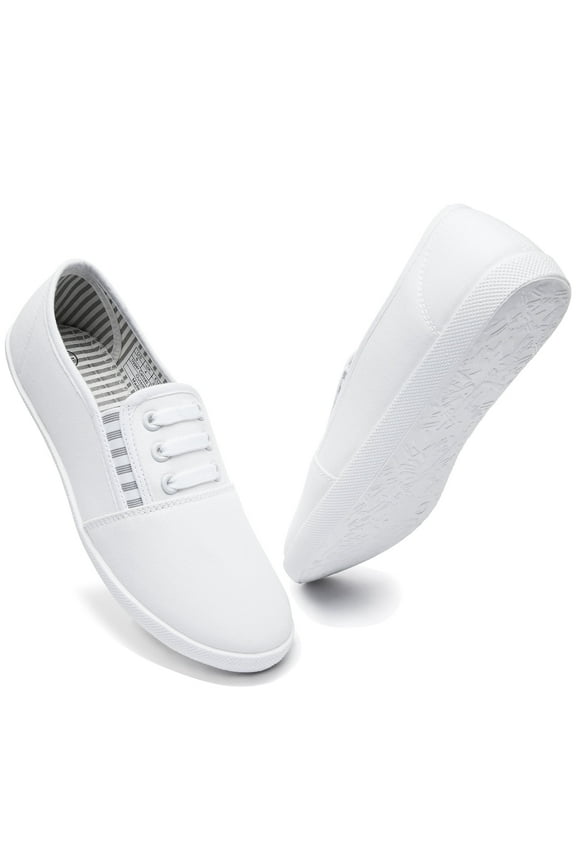 Women’s Slip On Canvas Shoes Sneakers Fashion Elastic Sneakers（White US10）