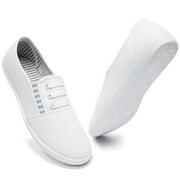 AOMAIS Women s Slip on Canvas Shoes Sneakers Fashion Elastic Sneakers White US8