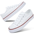 thumbnail image 1 of AOMAIS Womens Canvas Fashion Sneakers Classic Low Top Fabric Shoes Casual Walking Canvas Flats Cute Lace Up Tennis Shoes for Lady(White US13), 1 of 7