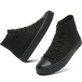 thumbnail image 1 of AOMAIS Womens High Top Canvas Sneakers Lace Up Mid Top Canvas Shoes Comfortable Non Slip Walking Shoes Casual Tennis Shoes for Women(ALL Black US10), 1 of 8